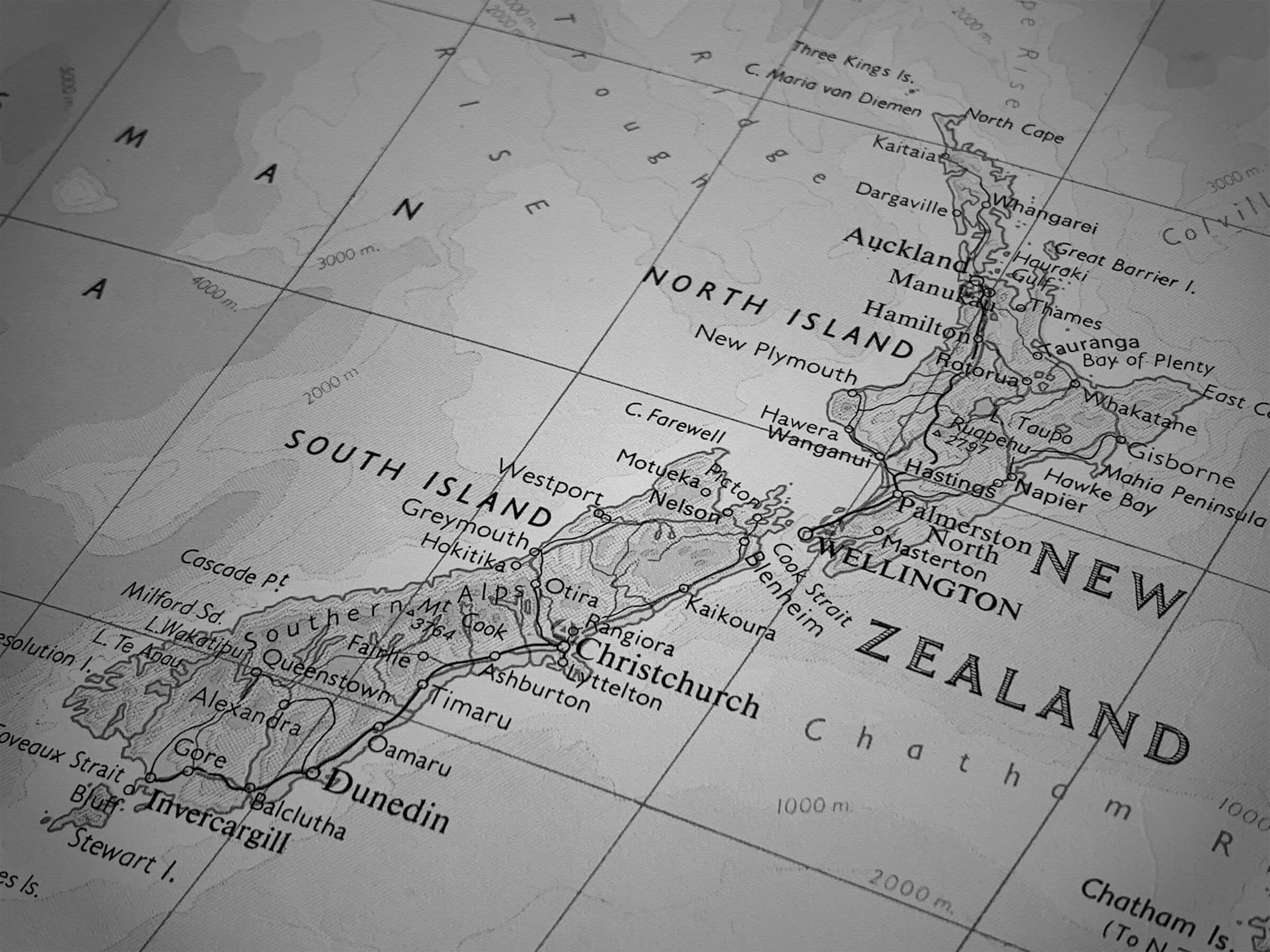 map of New Zealand